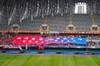 梅州客家球迷晒大型TIFO：梅州客家 留在中超 风雨同舟 荣辱与共